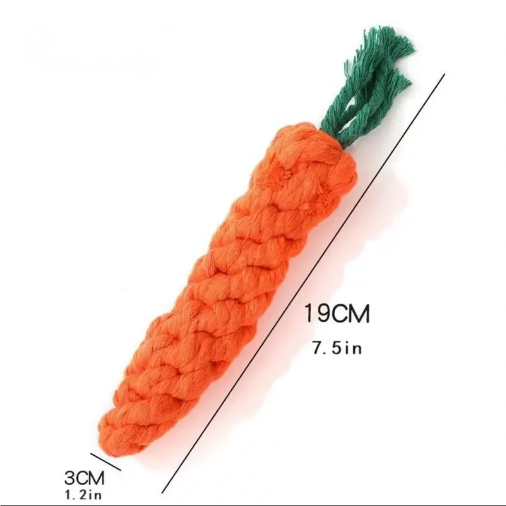 3 Pc Carrot Design Pet Chew Durable Dog Braided Knot Rope Toy